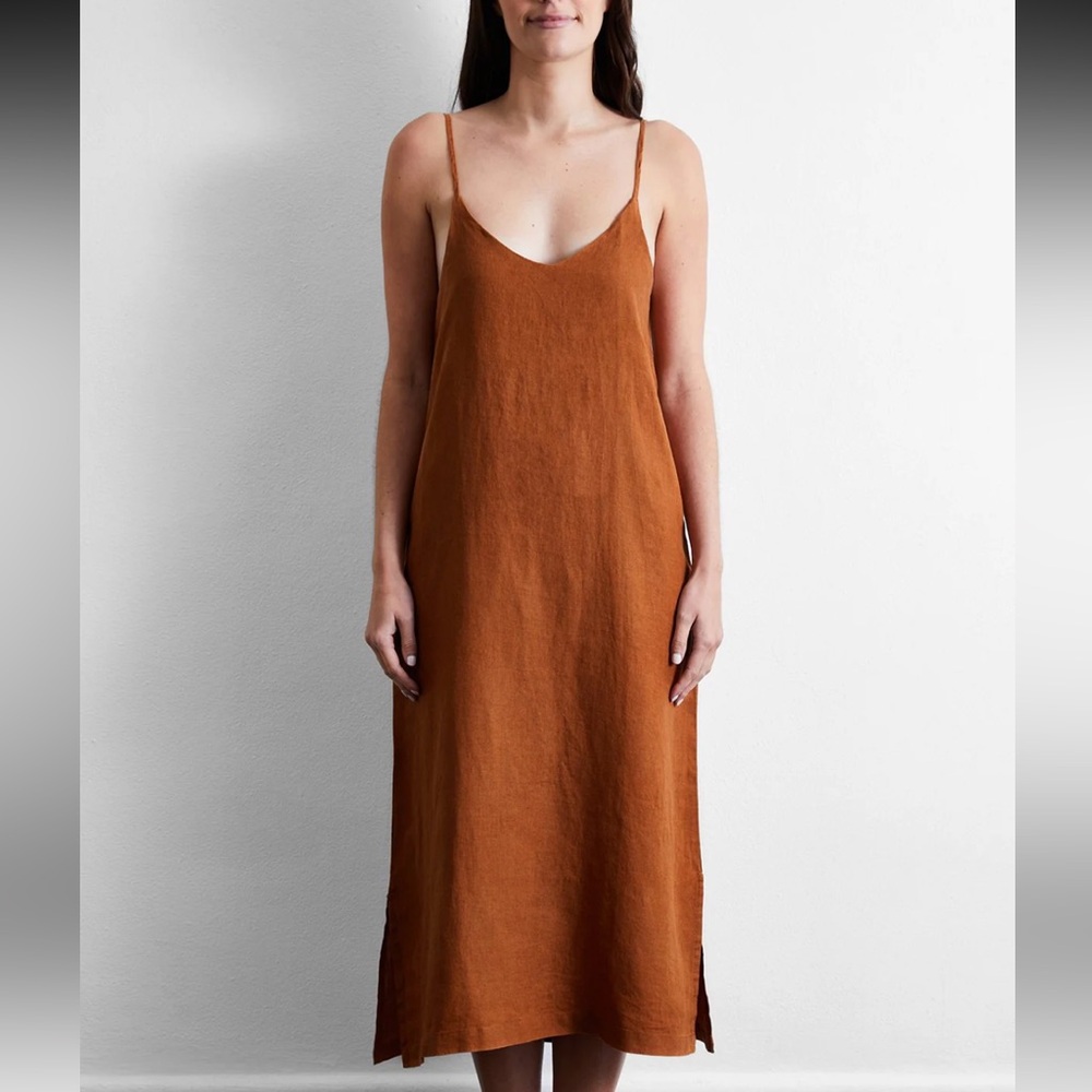 100%  French flax linen midi shift dress by bed threads